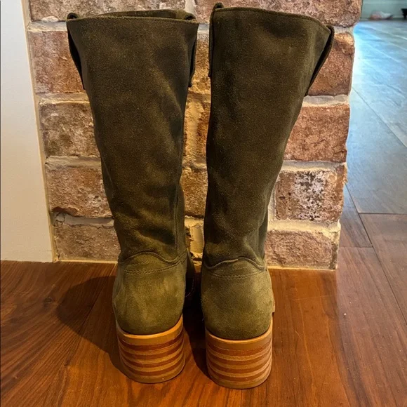 Frye Campus Riding Boot - Olive Suede Riding Boots - Picture 3 of 9